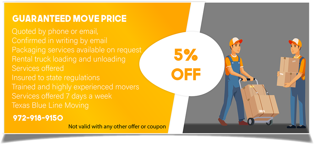 A moving company offers 5 % off for moving day.